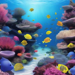 A high-quality, photo-realistic image designed for use as a wallpaper, featuring an aesthetically pleasing underwater scene