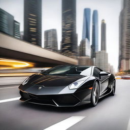 A high-quality, photo-realistic image of a black Lamborghini sports car