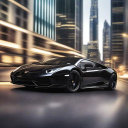 A high-quality, photo-realistic image of a black Lamborghini sports car