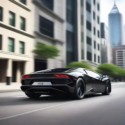 A high-quality, photo-realistic image of a black Lamborghini sports car