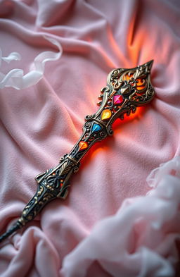 A beautifully crafted ornate weapon, symbolizing the concept of feelings, with intricate designs representing various emotions like joy, sadness, love, and anger
