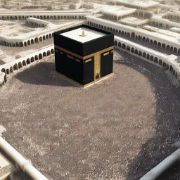 A high-quality, photo-realistic image of Mecca, showcasing the iconic Kaaba surrounded by worshipers