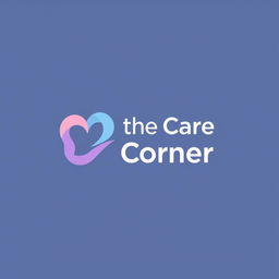 A creative and modern logo design for 'The Care Corner', featuring a heart symbol intertwined with a corner shape to represent care and support
