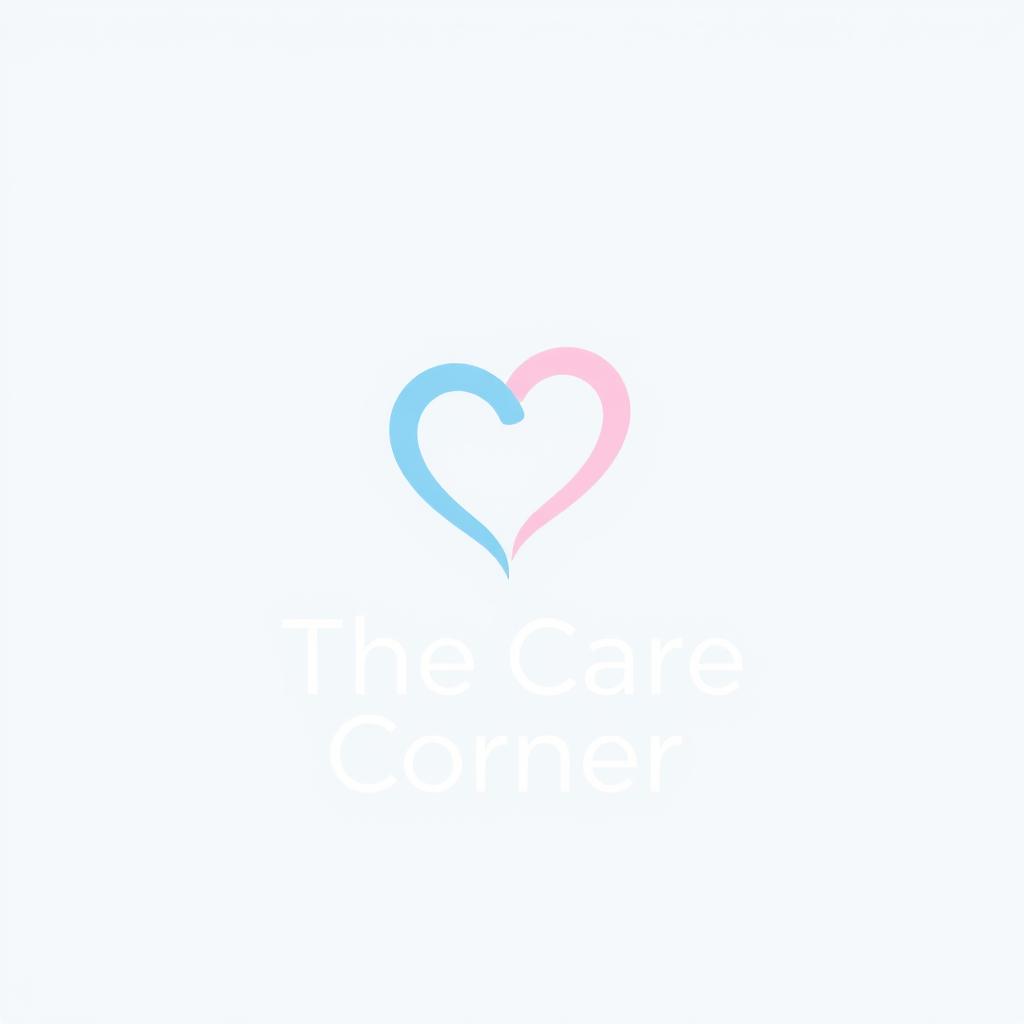 A creative and modern logo design for 'The Care Corner', featuring a heart symbol intertwined with a corner shape to represent care and support