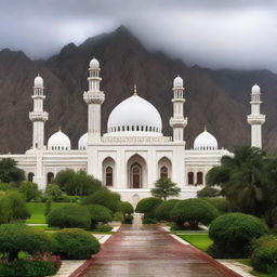 An ultra-realistic, high-quality photograph showcasing the beauty of Oman under a cloudy, rainy sky