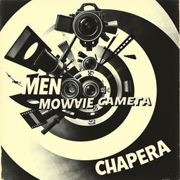 An avant-garde Russian poster for the film 'Men with a Movie Camera', featuring an engaging spiral composition that draws the viewer's focus inward