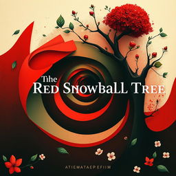 An avant-garde Russian poster for the film 'The Red Snowball Tree', featuring a captivating spiral composition that draws attention to the film's emotional depth and themes of nature