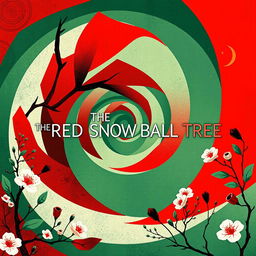 An avant-garde Russian poster for the film 'The Red Snowball Tree', featuring a captivating spiral composition that draws attention to the film's emotional depth and themes of nature