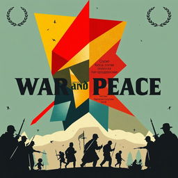 An avant-garde Russian poster for the film 'War and Peace', featuring a striking and unconventional composition that captures the essence of the epic narrative