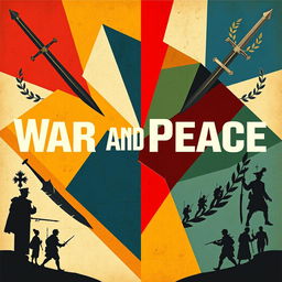 An avant-garde Russian poster for the film 'War and Peace', featuring a striking and unconventional composition that captures the essence of the epic narrative