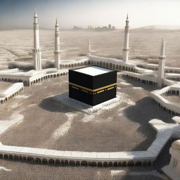 A high-quality, futuristic digital render of Mecca as envisioned in 2030