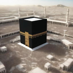 A highly realistic, photo-quality digital render of Mecca as it might appear in 2030