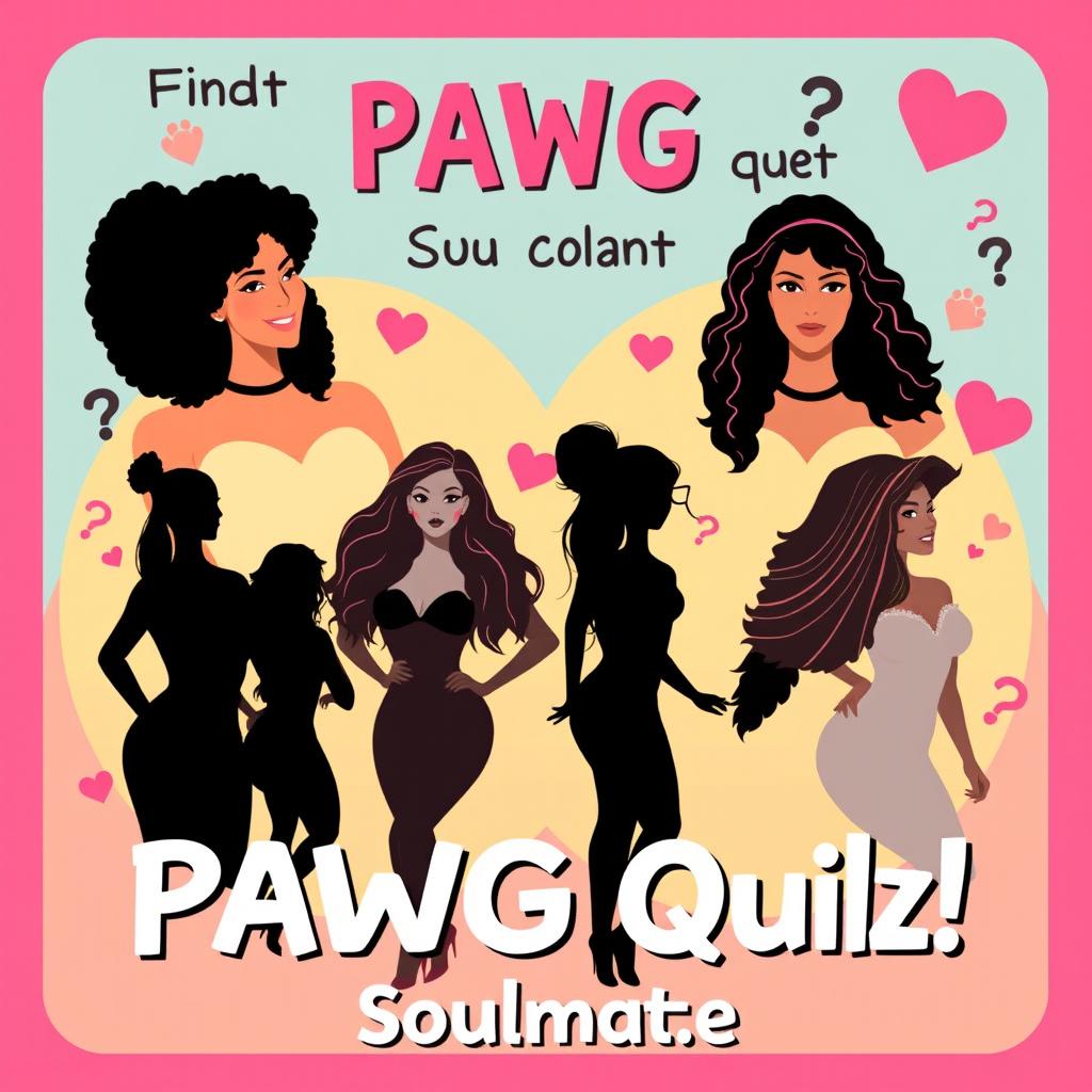 A playful and engaging visual representation of a personality quiz to find an ideal soulmate among famous PAWG (Phat Ass White Girl) figures