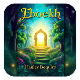 A vibrant and eye-catching eBook cover design featuring a mystical forest, with a glowing portal at the center, surrounded by lush green trees and colorful flowers