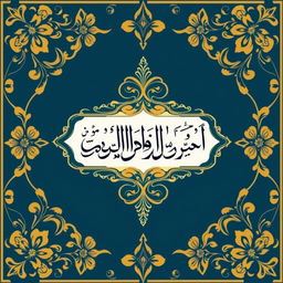 A beautifully designed cover for a Persian literature book, featuring intricate Persian motifs and calligraphy