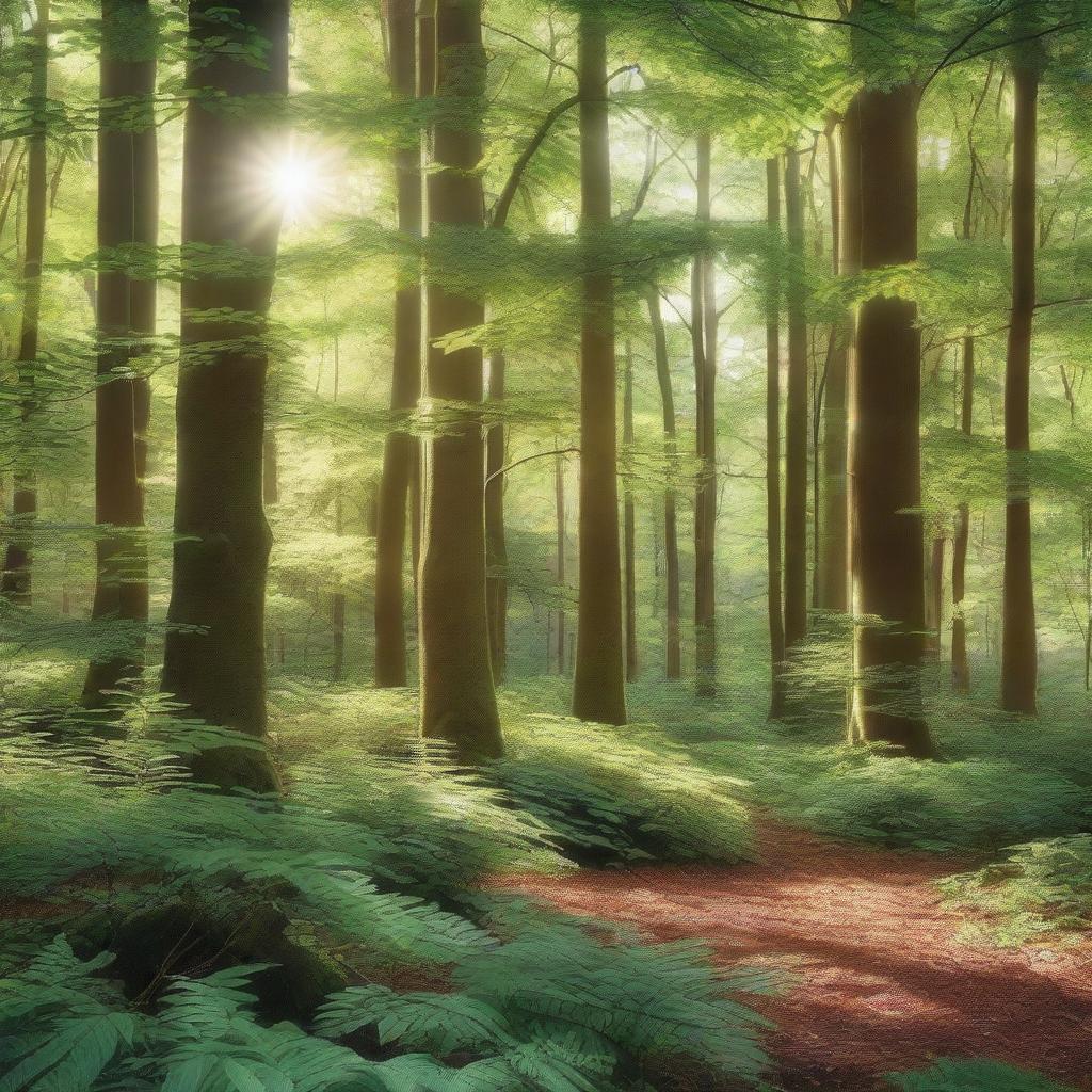 A high-quality, photo-realistic image of a lush forest