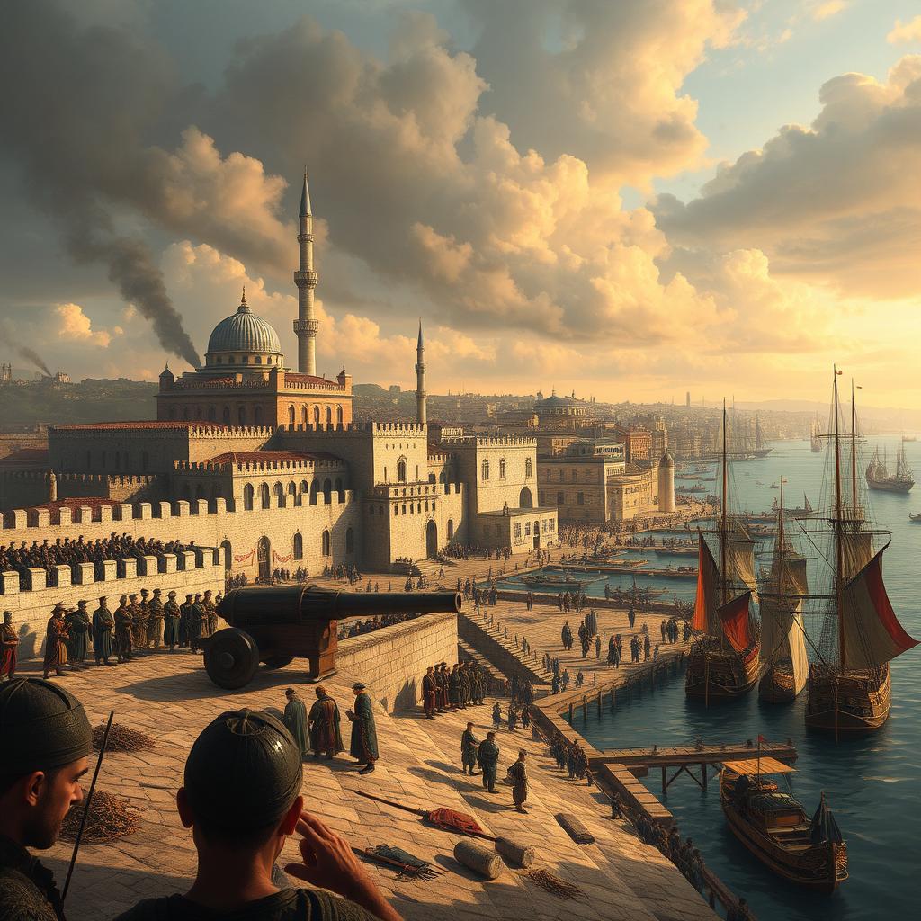 A dramatic illustration of the Ottoman Empire laying siege to a Venetian-held city for 21 years