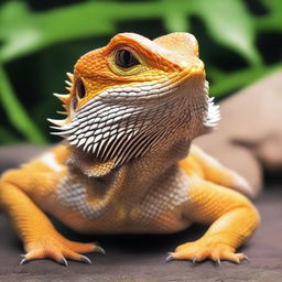 A high-quality, photo-realistic image of a bearded dragon