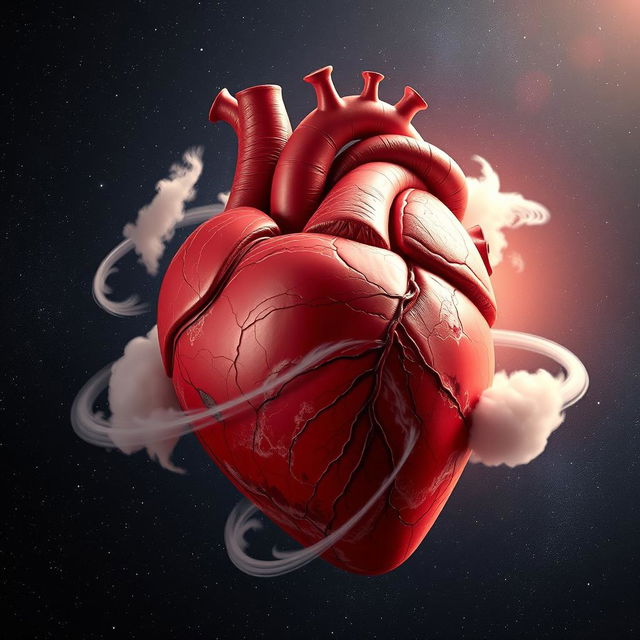 A surreal representation of a heart designed to resemble a planet