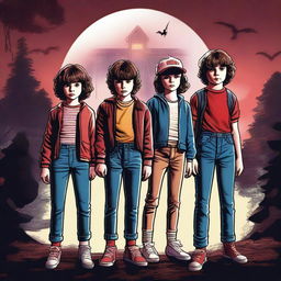 A high-quality, digital art image inspired by the TV show 'Stranger Things'