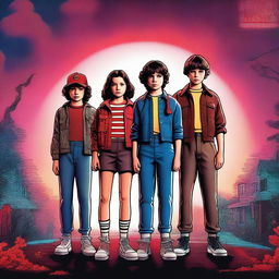 A high-quality, digital art image inspired by the TV show 'Stranger Things'