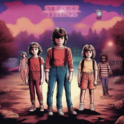 A high-quality, digital art image inspired by the TV show 'Stranger Things'