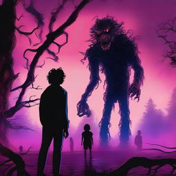 A high-quality, digital art image inspired by the TV show 'Stranger Things', focusing on the character Vecna and the creature Demogorgon