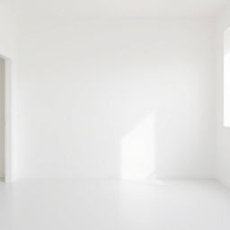 A perfectly white wall of a bedroom, minimalistic and devoid of any furnishings or decorations