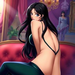 A realistic depiction of Nico Robin from the anime One Piece, designed to emphasize her alluring features and large posterior