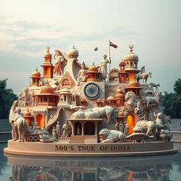 A beautifully crafted sculpture that embodies a historical timeline of India, illustrating 5,000 years of rich and diverse history