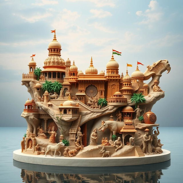 A beautifully crafted sculpture that embodies a historical timeline of India, illustrating 5,000 years of rich and diverse history