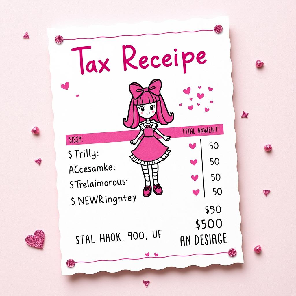 A whimsical and humorous design for a tax receipt themed as a 'Sissy Tax Receipt'