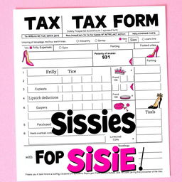 A whimsical, brightly colored parody of a tax form specifically designed for 'sissies,' featuring playful graphics and humorous language