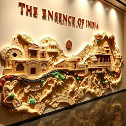 A captivating historical timeline sculpture titled 'The Essence of India', showcasing the rich and diverse history of India over 5,000 years