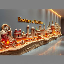 A captivating historical timeline sculpture titled 'The Essence of India', showcasing the rich and diverse history of India over 5,000 years