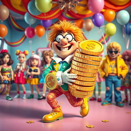 A whimsical and colorful interpretation of the concept of 'sissy tax', featuring a playful scene with exaggerated, cartoonish characters embodying the theme of playful gender expression