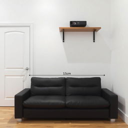 An interior room with a white wall, featuring a door on the left side