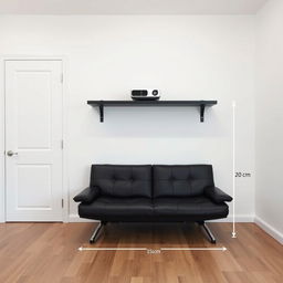 An interior room with a white wall, featuring a door on the left side