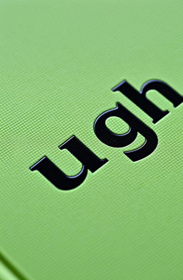 A close-up of a textured green book featuring the title "ugh" in glossy black lettering