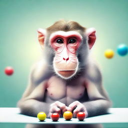 A digital art piece that portrays a wise macaque, narrating its stories of physical rehabilitation