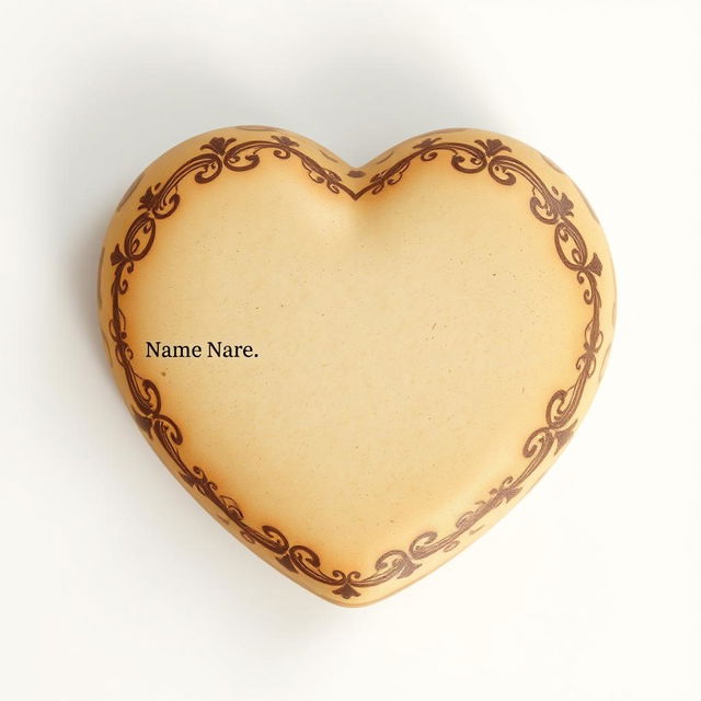 A heart-shaped stone with a simple and beautiful design, featuring a sepia or cream background