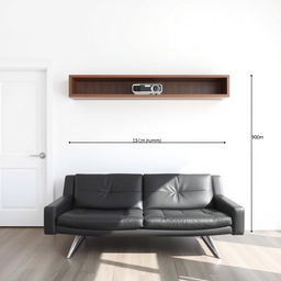 An interior room with a pristine white wall, featuring a door on the left side