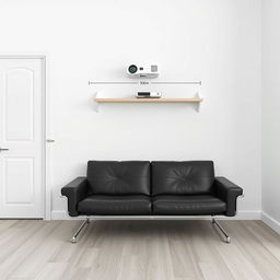 An interior room with a pristine white wall, featuring a door on the left side