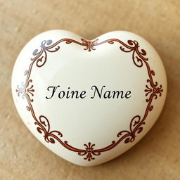 A heart-shaped stone with a simple and beautiful design, featuring a sepia or cream background