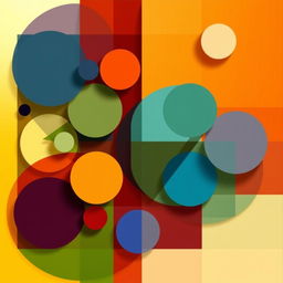 An abstract art piece created by the combination of various geometric shapes and colors