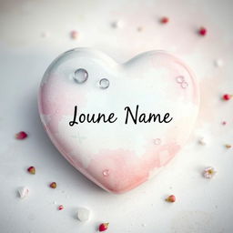 A heart-shaped stone featuring a soft watercolor background with subtle blends of colors, creating an artistic and gentle atmosphere