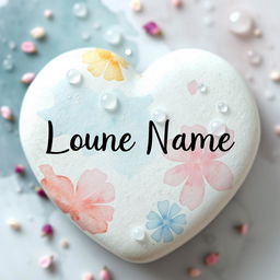 A heart-shaped stone featuring a soft watercolor background with subtle blends of colors, creating an artistic and gentle atmosphere