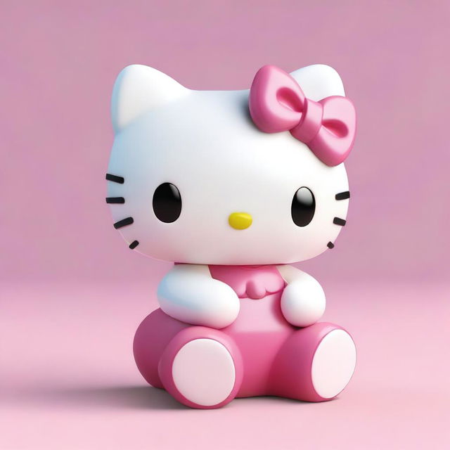 This is a high-quality digital art image showcasing two porcelain Hello Kitty figures