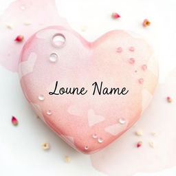A heart-shaped stone showcasing a soft watercolor background with gentle blends of colors that create a serene and artistic appearance