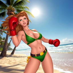 A dynamic scene featuring Rogue from X-Men '97 enjoying a beach day